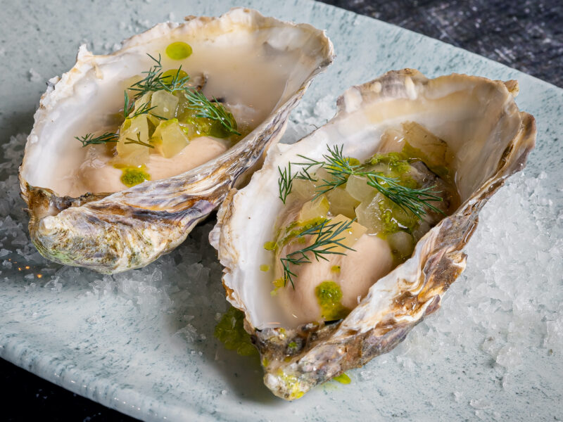 Porthilly oysters cucumber and dill