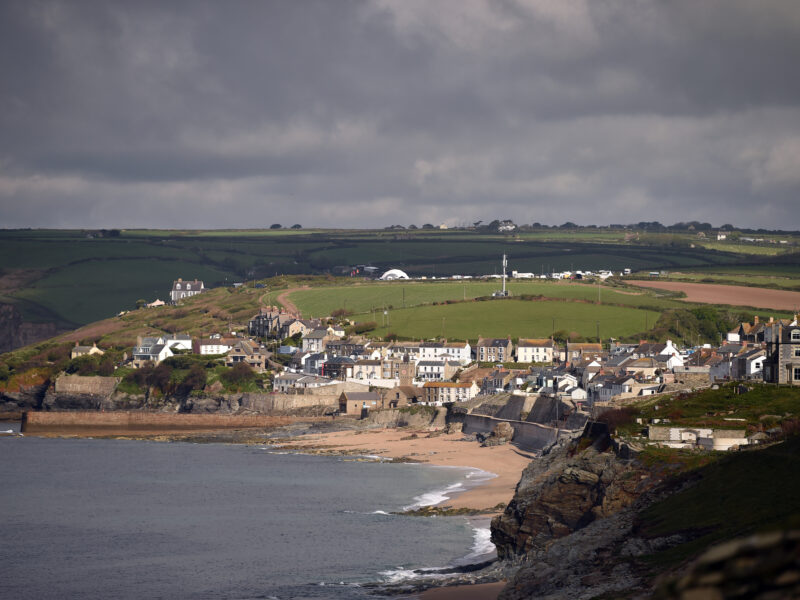 View of Porthleven from the clifftop at Penrose, Cornwall