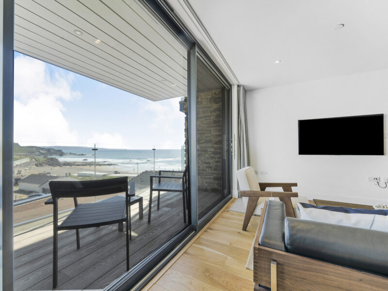 Enjoy sea views from the balcony at Oceans Edge.