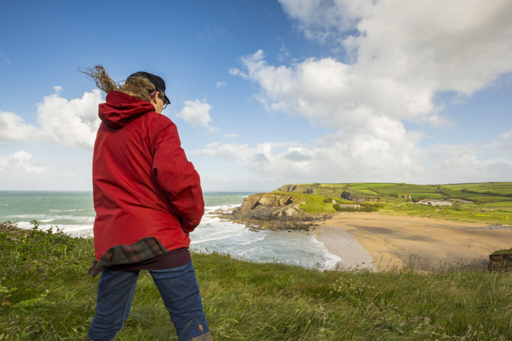 Visitor at Gunwalloe Church Cove, Lizard Peninsula