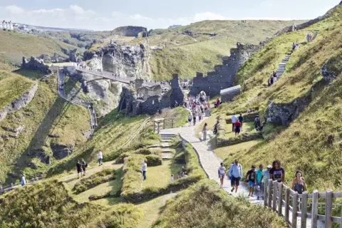 Tintagel Castle's new bridge, Island Courtyard for English Heritage