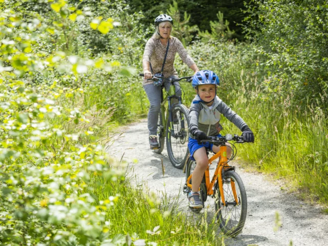 Family exploring the cycle trails at Lanhydrock, Cornwall ©National Trust Images James Dobson